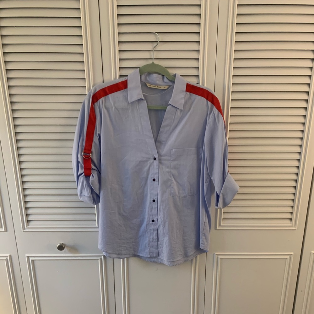 Zara button down shirt with red detail